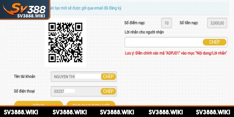 Nạp tiền SV388 nhanh chóng với ví điện tử miễn phí hoàn toàn